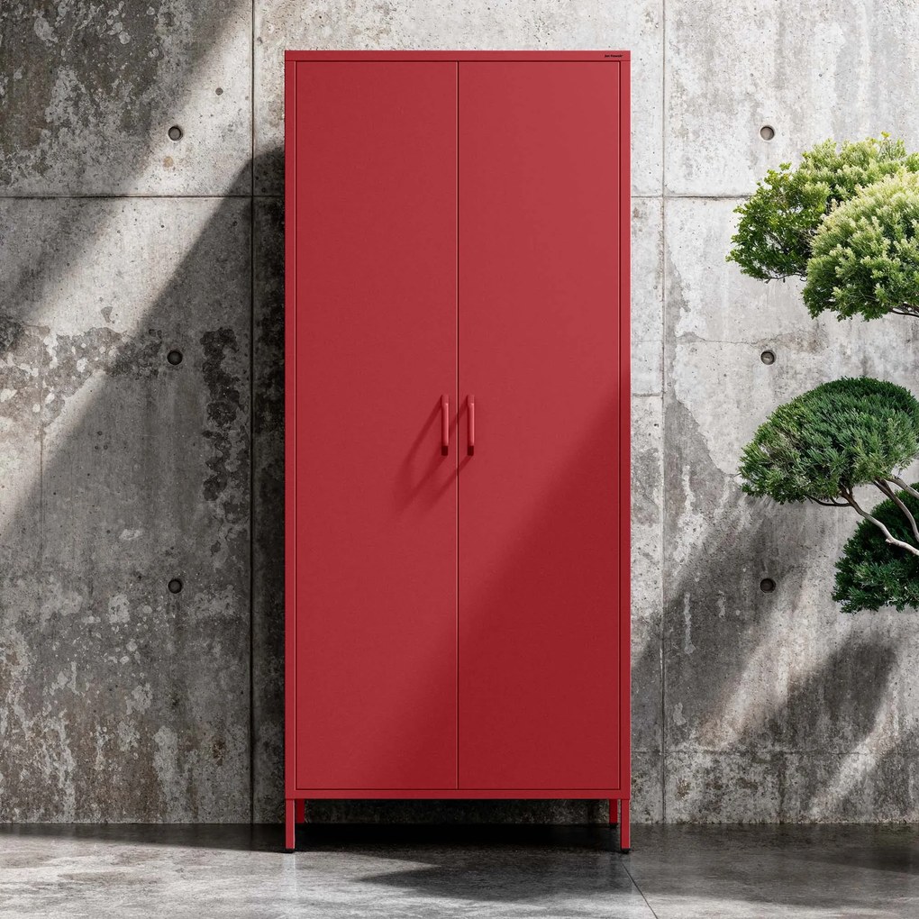 Gardróbszekrény FLAVIO, 800 x 1850 x 450 mm, Modern: piros