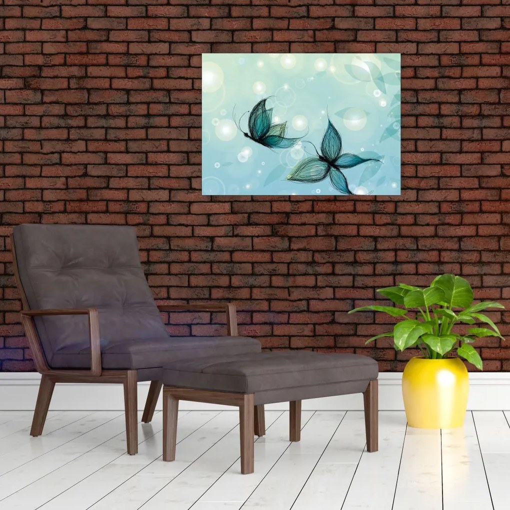 Kép - kék pillangók (üvegen) (70x50 cm)
