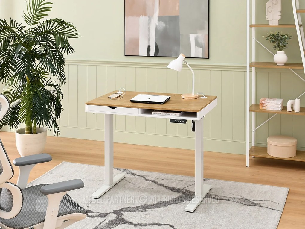 PC asztal Osto 100 (fehér tölgy + fekete). 1109812