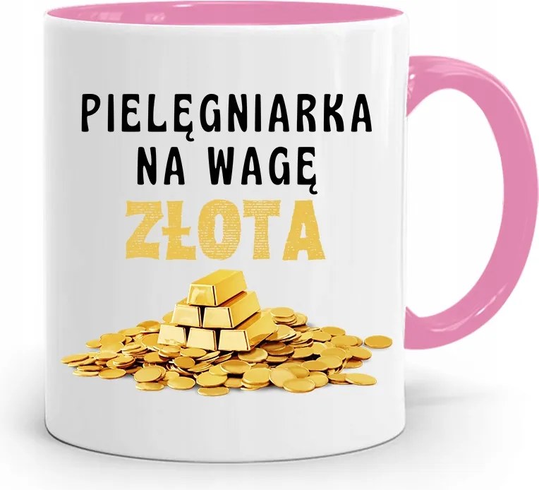 Rózsaszín Bögre Ápolónőnek Arany Mérleggel, fényképes nyomtatással