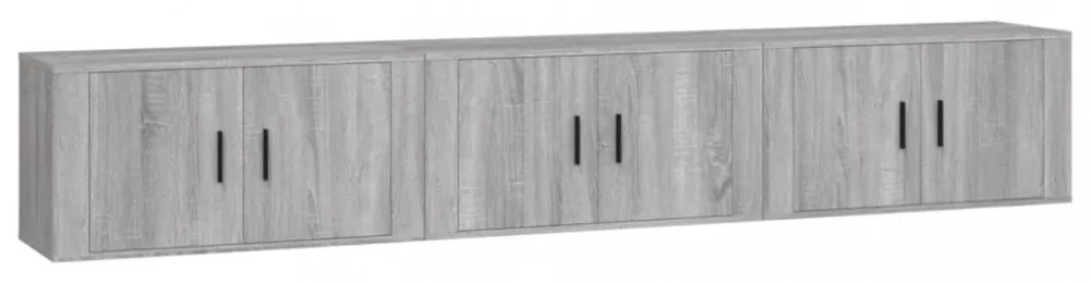 3 db szürke sonoma falra szerelhető TV-szekrény 80x34,5x40 cm