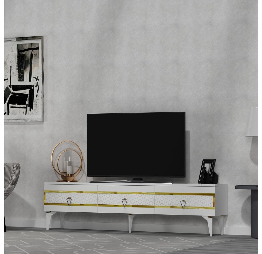 TV asztal/szekrény Vadiki 2 (fehér + arany) . 1095403