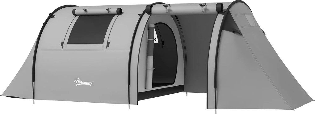 Outsunny Családi Kempingtársaság 3 Fő Részére Könnyű Összecsukható Kempingtábor, Ajtókkal, Ablakokkal, Horgos Táskával, Vízálló 3000 mm-es a Tengerpar