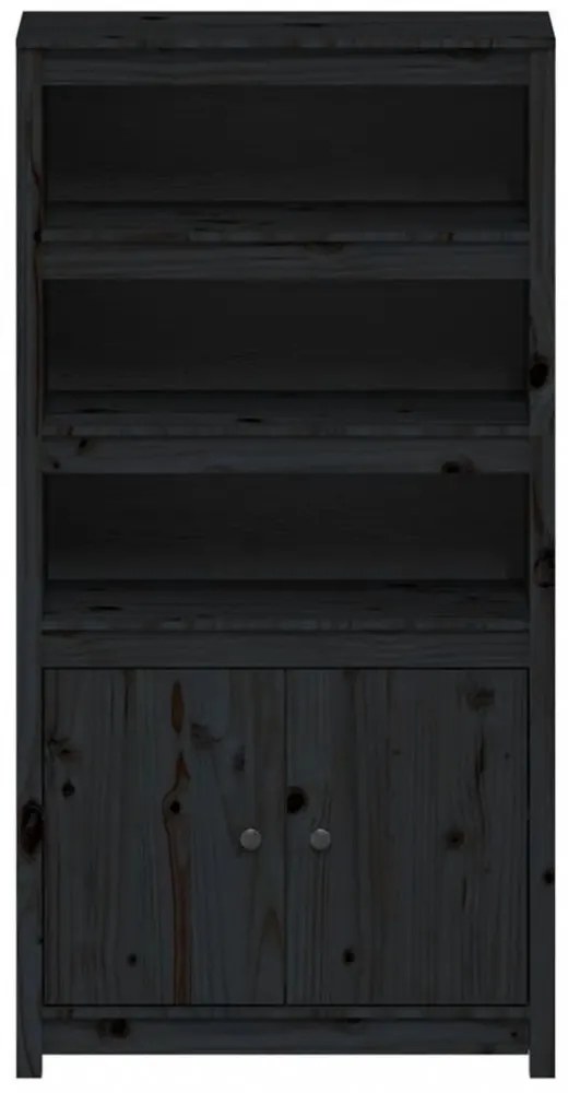 fekete tömör fenyőfa magasszekrény 80 x 35 x 154 cm