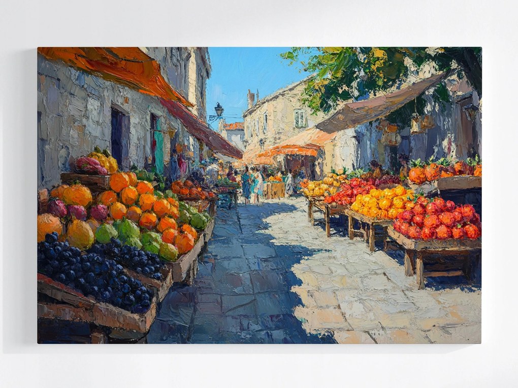 Poszter Tájkép Mediterrán Utca Gyümölcspiac 120x80