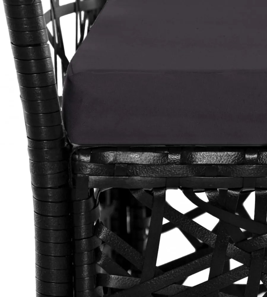7-darabos fekete kültéri polyrattan étkezőgarnitúra