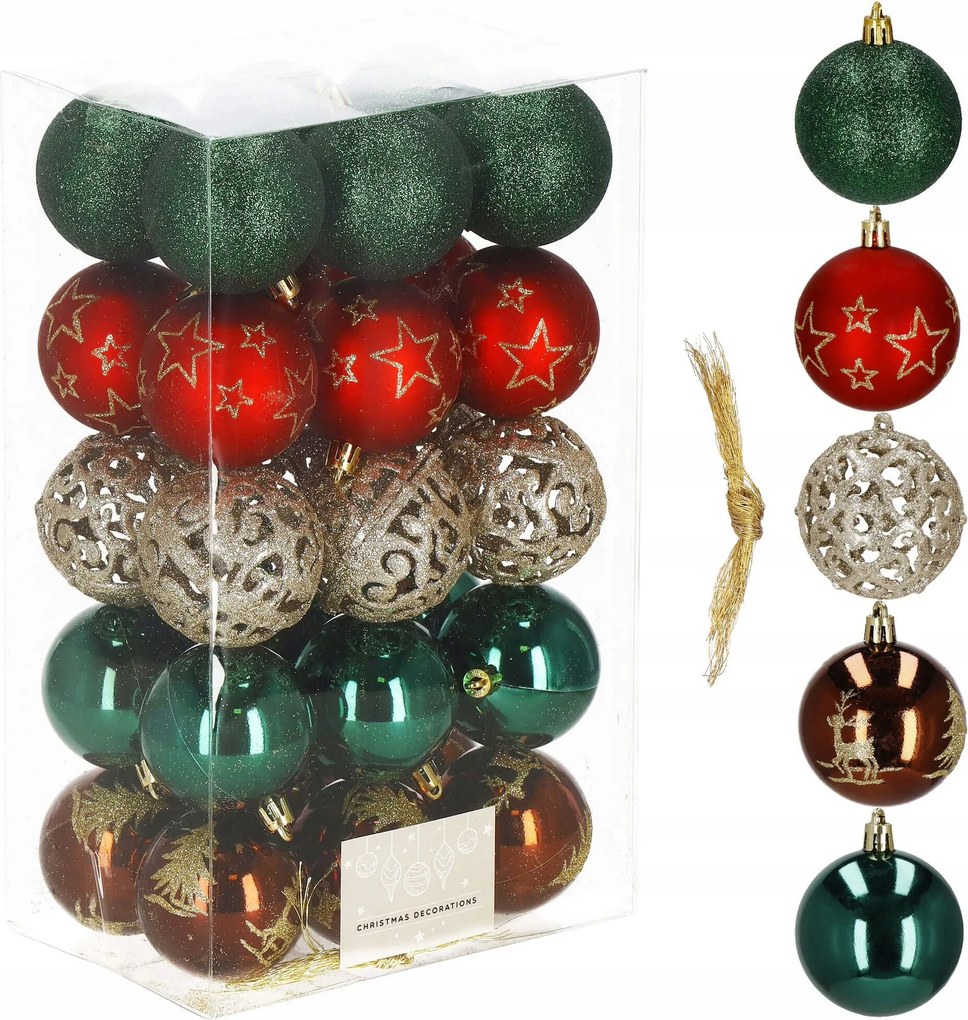 Karácsonyfadísz Nád 30 Db-os Karácsonyfa 6 CM Törhetetlen Medál Szett