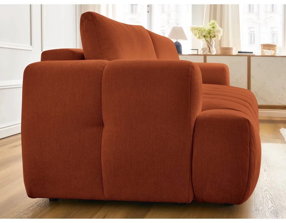 Téglavörös kinyitható-tárolóhelyes kanapé 251 cm Fuji – Bobochic Paris