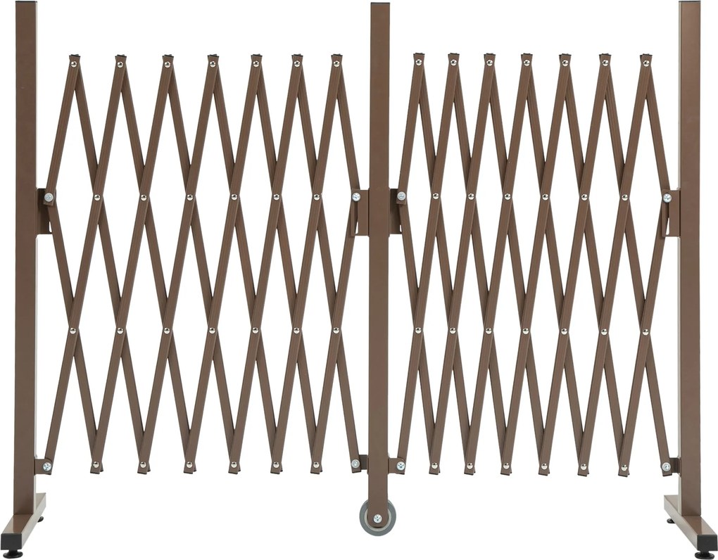 Outsunny Állítható Ollókapu Kerti Kerítés 52-405cm Alumínium Sötétbarna H103.5cm | Aosom