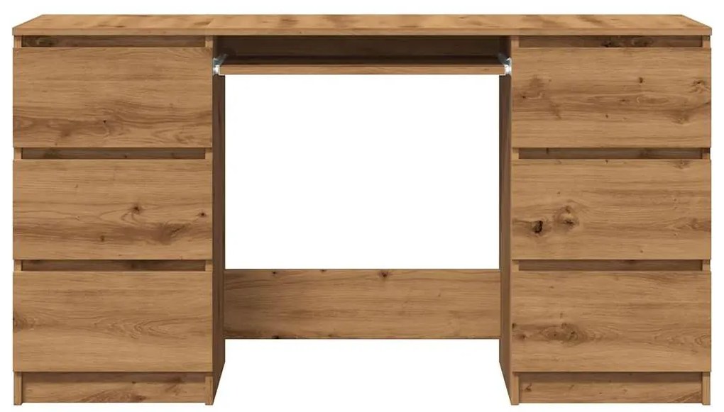 kézműves tölgy színű szerelt fa íróasztal 140 x 50 x 77 cm