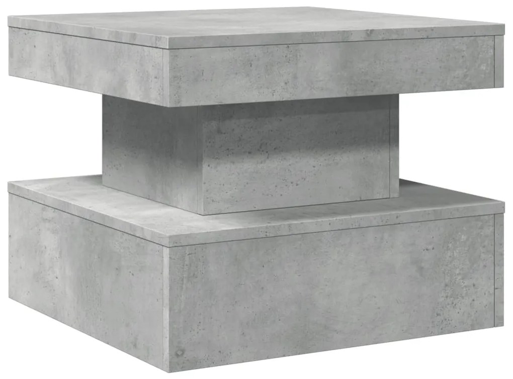 Betonszürke dohányzóasztal LED-lámpákkal 50 x 50 x 40 cm