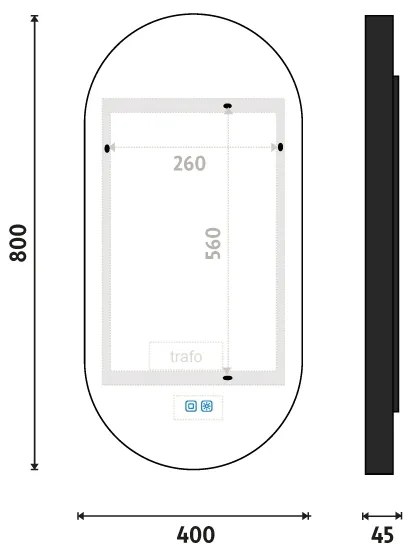 NIMCO ZPC 32002LVX-90-LED Háttérvilágítással ellátott fürdőszobai tükör 3000-6500K 80x40 cm IP44