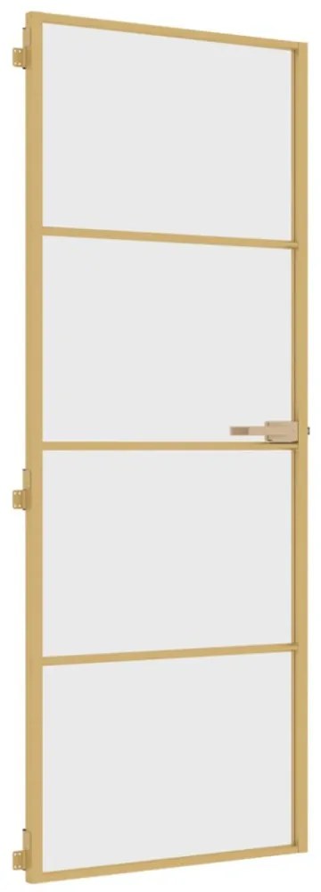 arany edzett üveg és alumínium vékony beltéri ajtó 76x201,5 cm