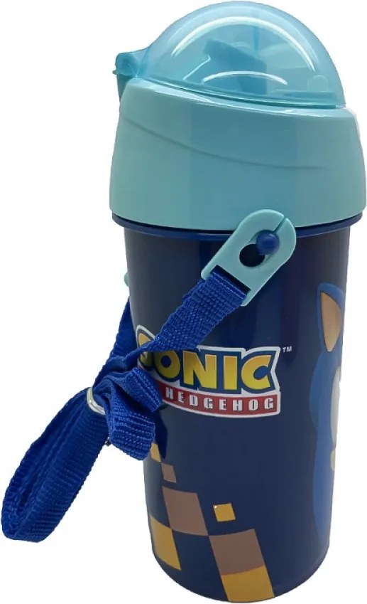 Sonic a sündisznó Speed Blue műanyag szívószálas kulacs akasztóval 500 ml