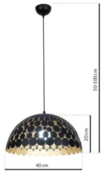 Csillár zsinóron LISA BLACK 1xE27/60W/230V