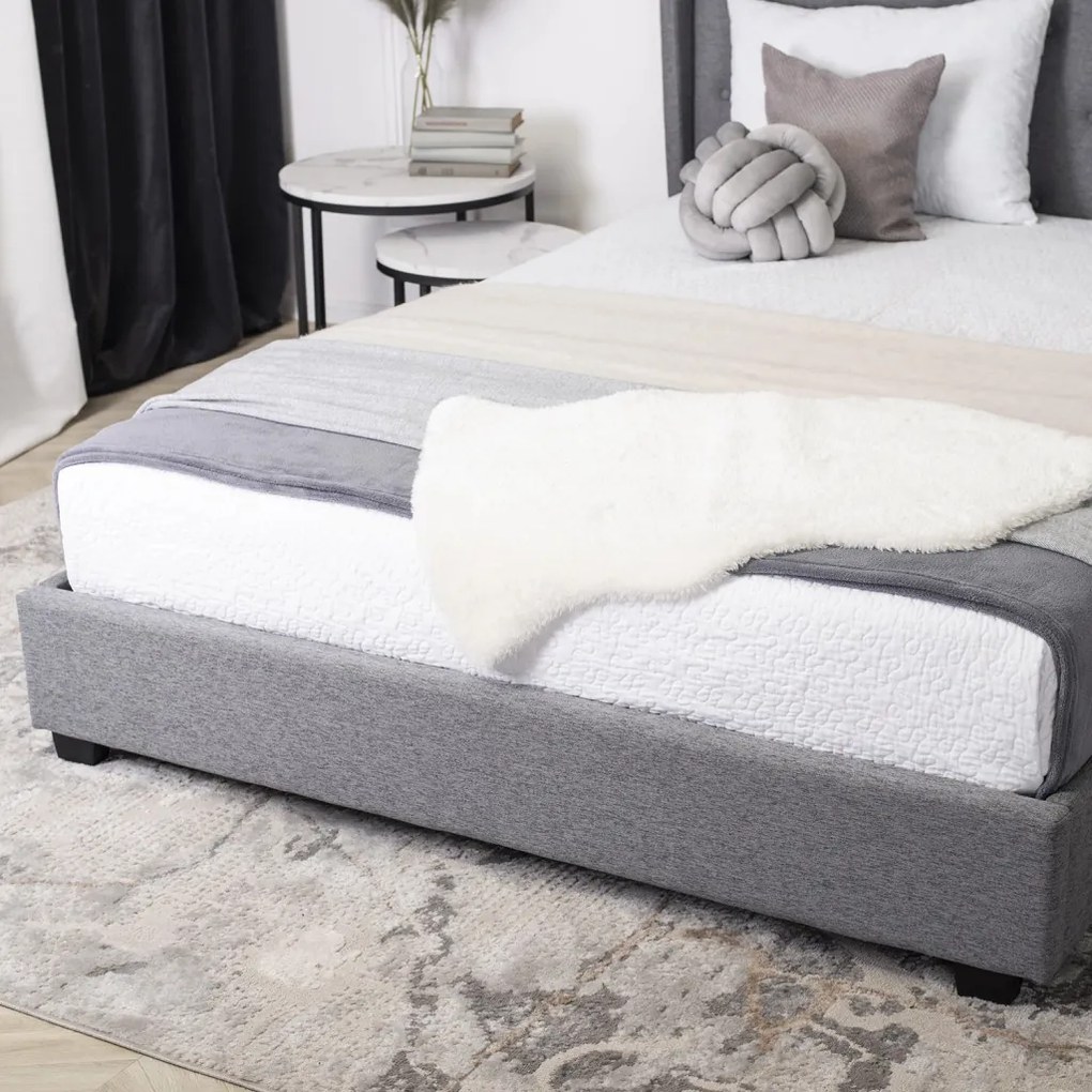 Szürke Kárpitozott Ágykeret 140x200 ANGELO