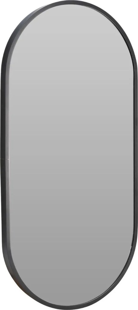Fali Tükör Ovális alumínium 30x60 cm Fekete klasszikus akasztós Keretben