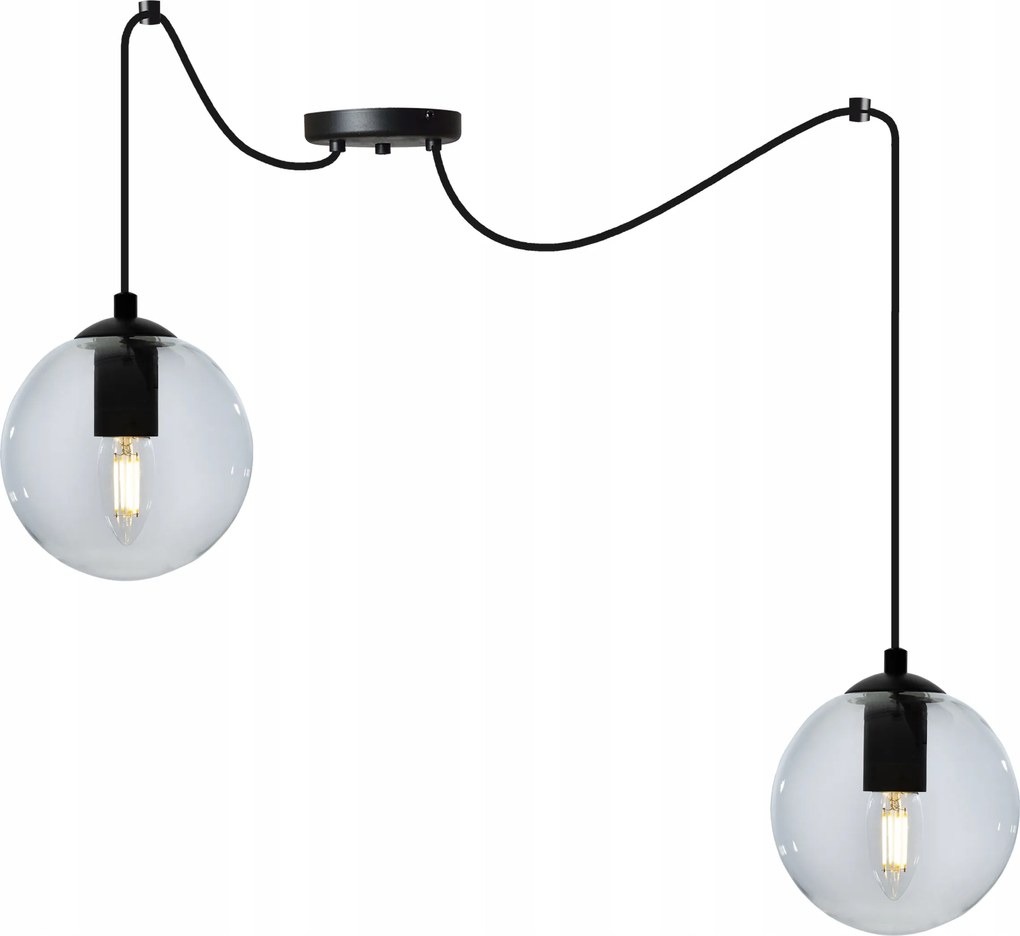 Mennyezeti Lámpa Lógó Csillár Üveg Gömbök Fekete Pók Loft Elegáns