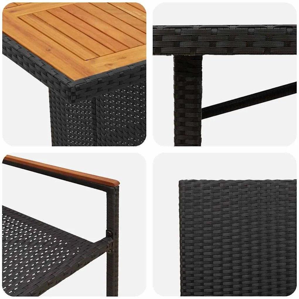 Kert étkező szett 7 pcs Fekete és Barna 190 x 80 x 75 cm