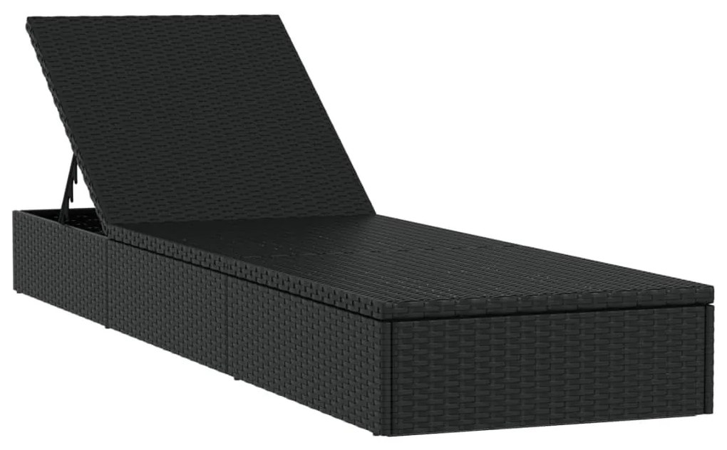 2 db fekete polyrattan napágy asztallal