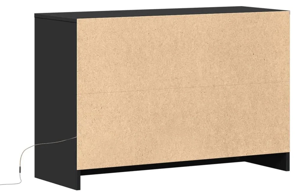 fekete szerelt fa TV-szekrény LED-ekkel 91 x 34 x 61 cm