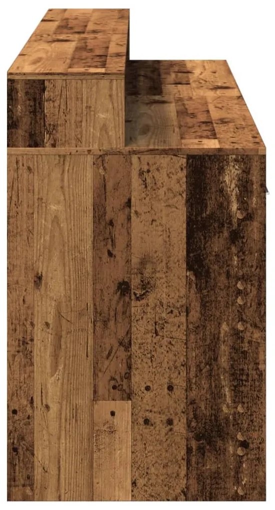 antik fa színű szerelt fa íróasztal LED-ekkel 160 x 55 x 91 cm