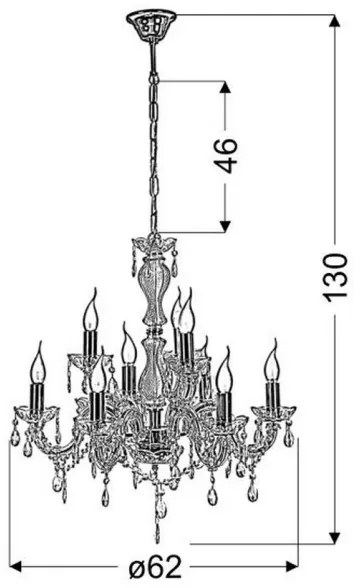 Csillár láncon MARIA TERESA 9xE14/40W/230V