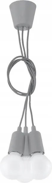 Szürke függeszték lámpatest tripla túlnyúlás 3XE27 Sollux