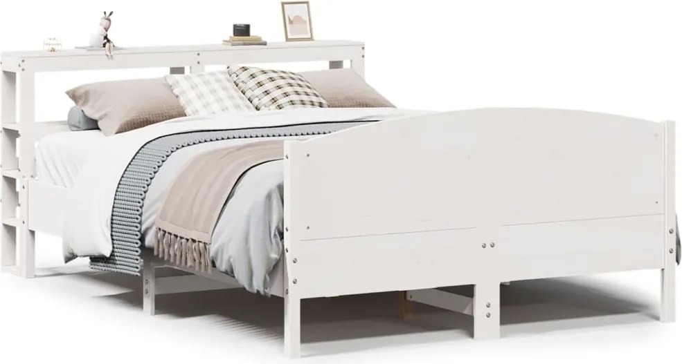 vidaXL fehér tömör fenyőfa ágy matrac nélkül 160 x 200 cm
