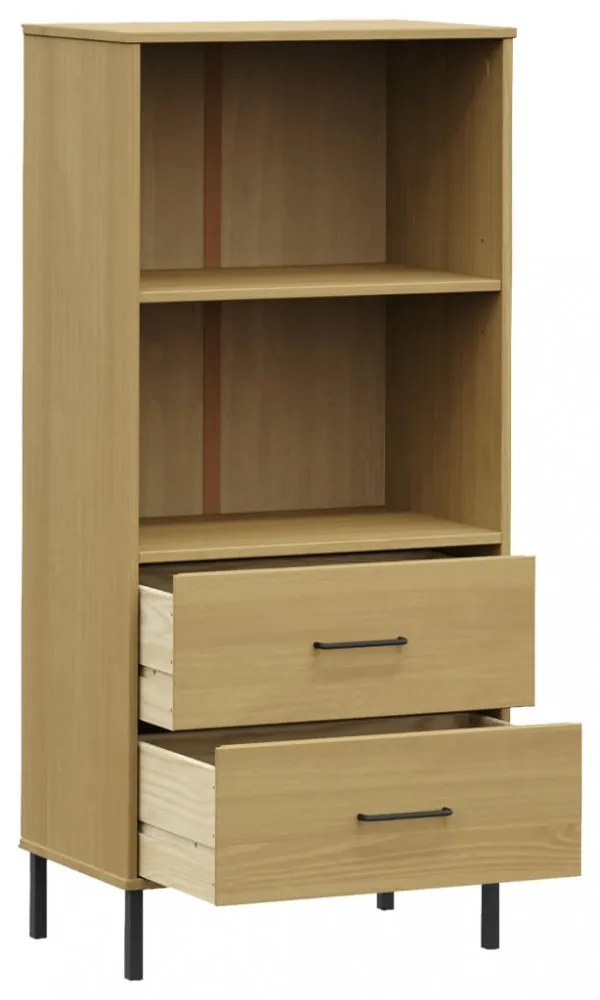 OSLO barna tömör fa könyvszekrény 2 fiókkal 60 x 35 x 128,5 cm