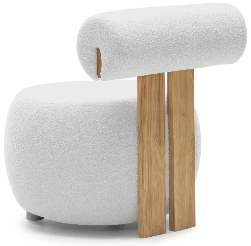 Fehér design fotel HANNA, tölgy