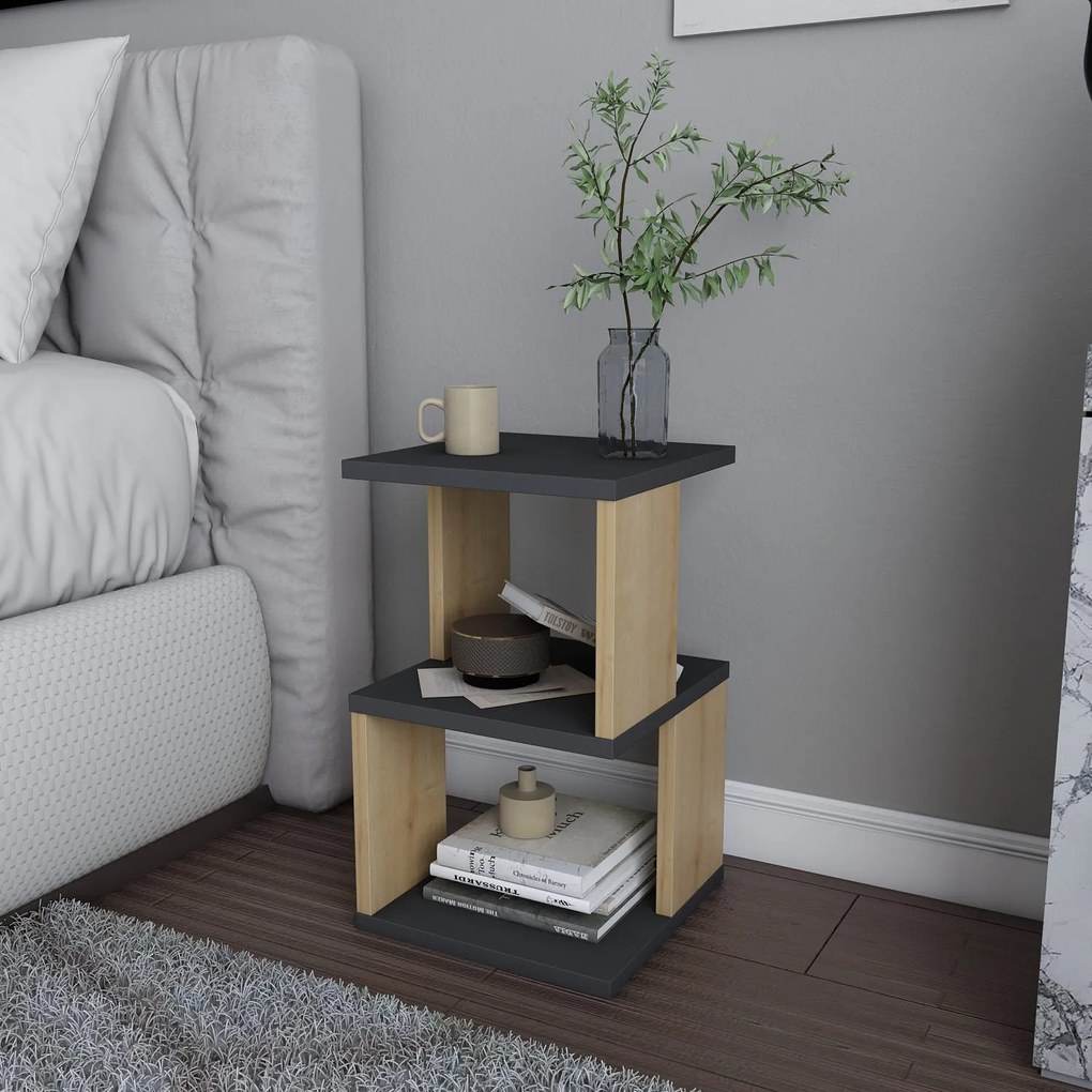 Éjjeliszekrény Carter - Anthracite, Oak