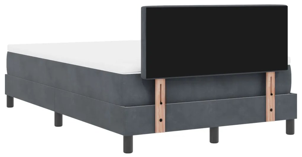 Boxspring Ágy Matraccal Sötétszürke Kicsi Kétszemélyes Bársony
