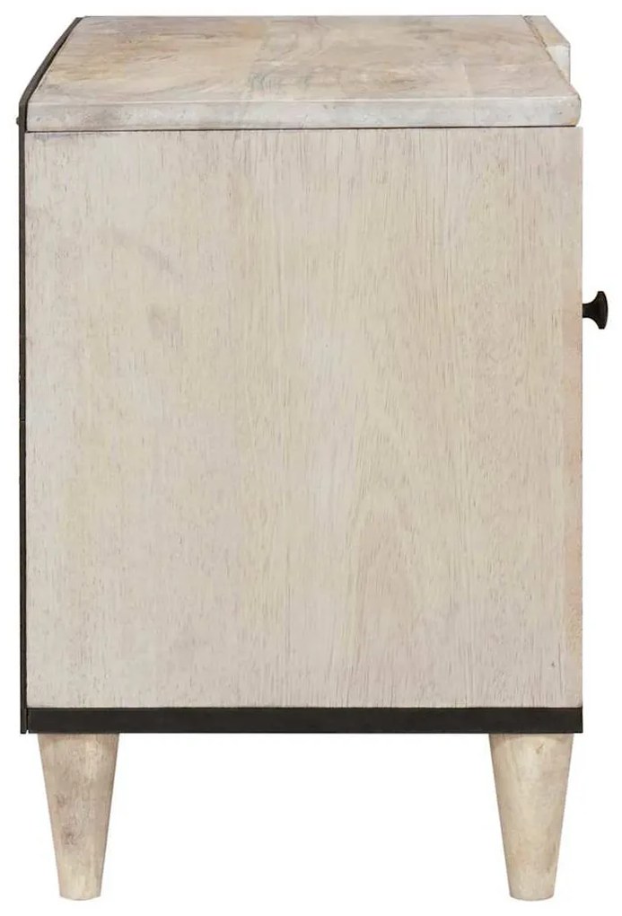 TV szekrény polcokkal Fehér 80 x 33 x 46 cm tömör mangófa