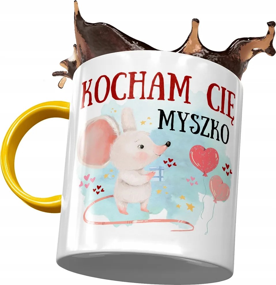 Sárga bögre egérrel Aranyos Ajándék Nyomtatott Fotóval