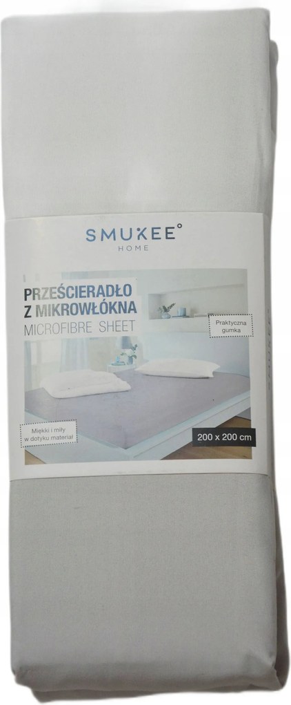 Smukee mikfrofázis lepedő Smukee 200x200cm világos szürke gumis
