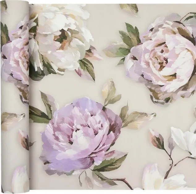 Pasztell virágok, bazsarózsa, rózsák Vinyl tapéta