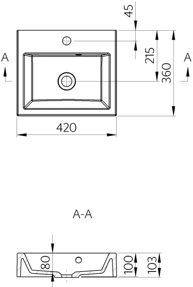Sapho - ORINOKO ráépíthető mosdó 42x36 cm, kerámia, fehér