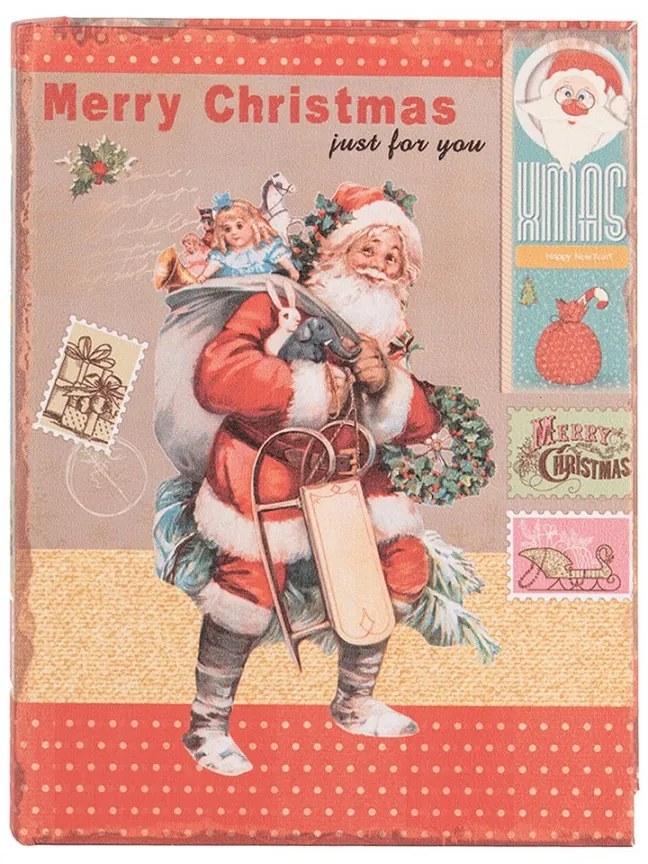 Télapós könyv alakú vintage fa tároló doboz szett 3 részes Merry Christmas Just for you