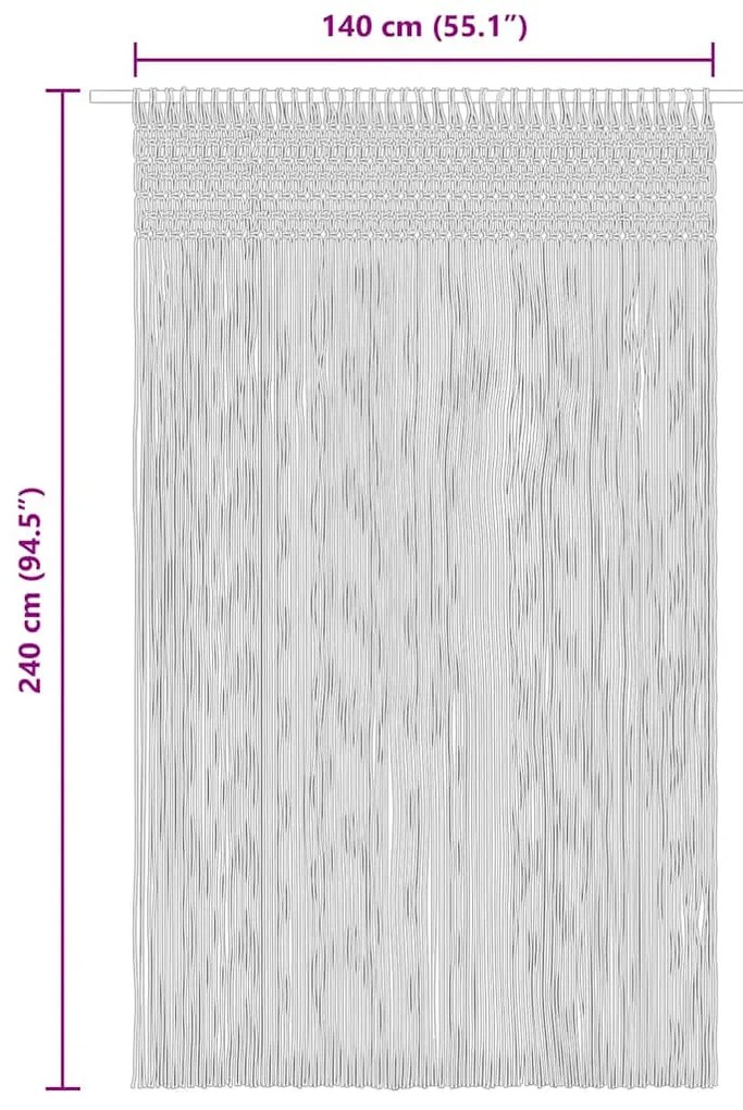 tópszínű makramé pamutfüggöny 140 x 240 cm