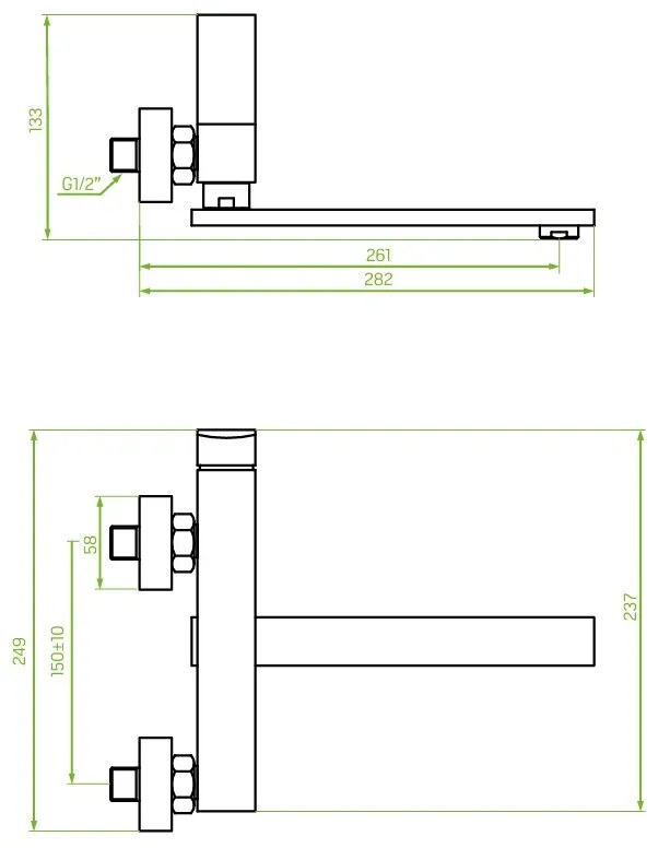 Laveo Kvadrato, falra szerelhető konyhai csaptelep h-139, króm, LAV-BLQ_080V