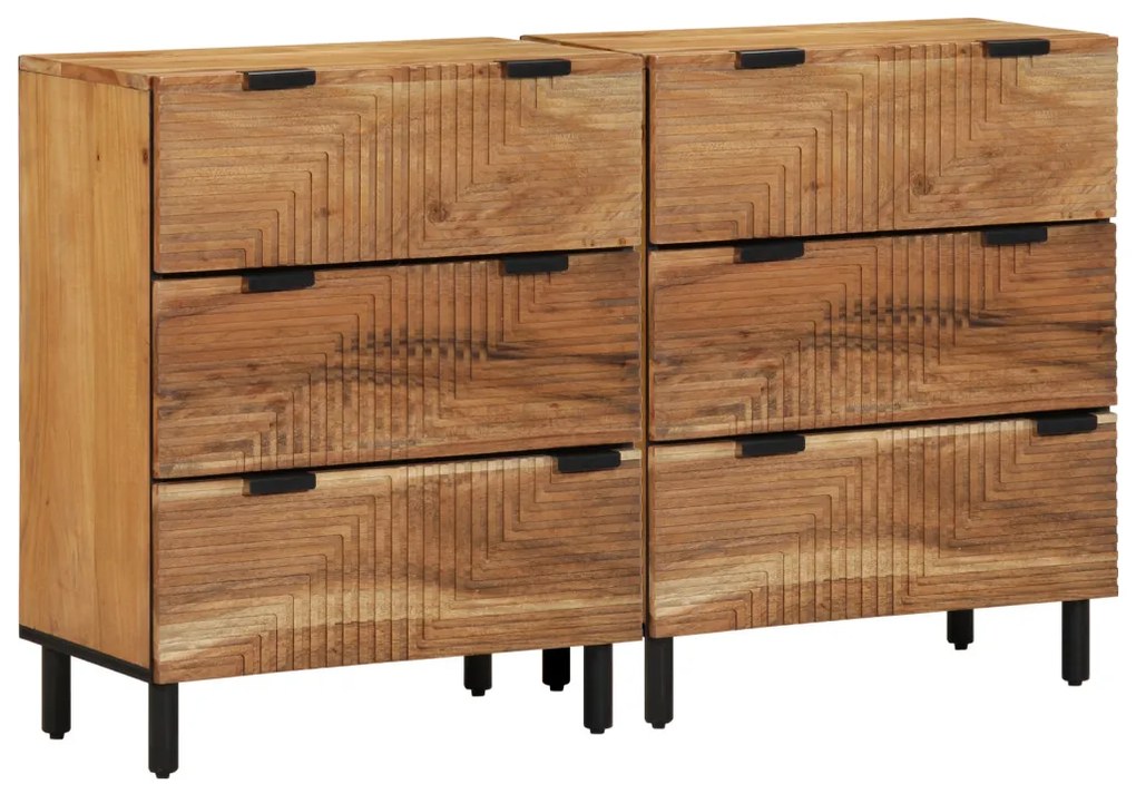 Szekrények 2 db Barna 60x33x75 cm Tömör Fa Akác
