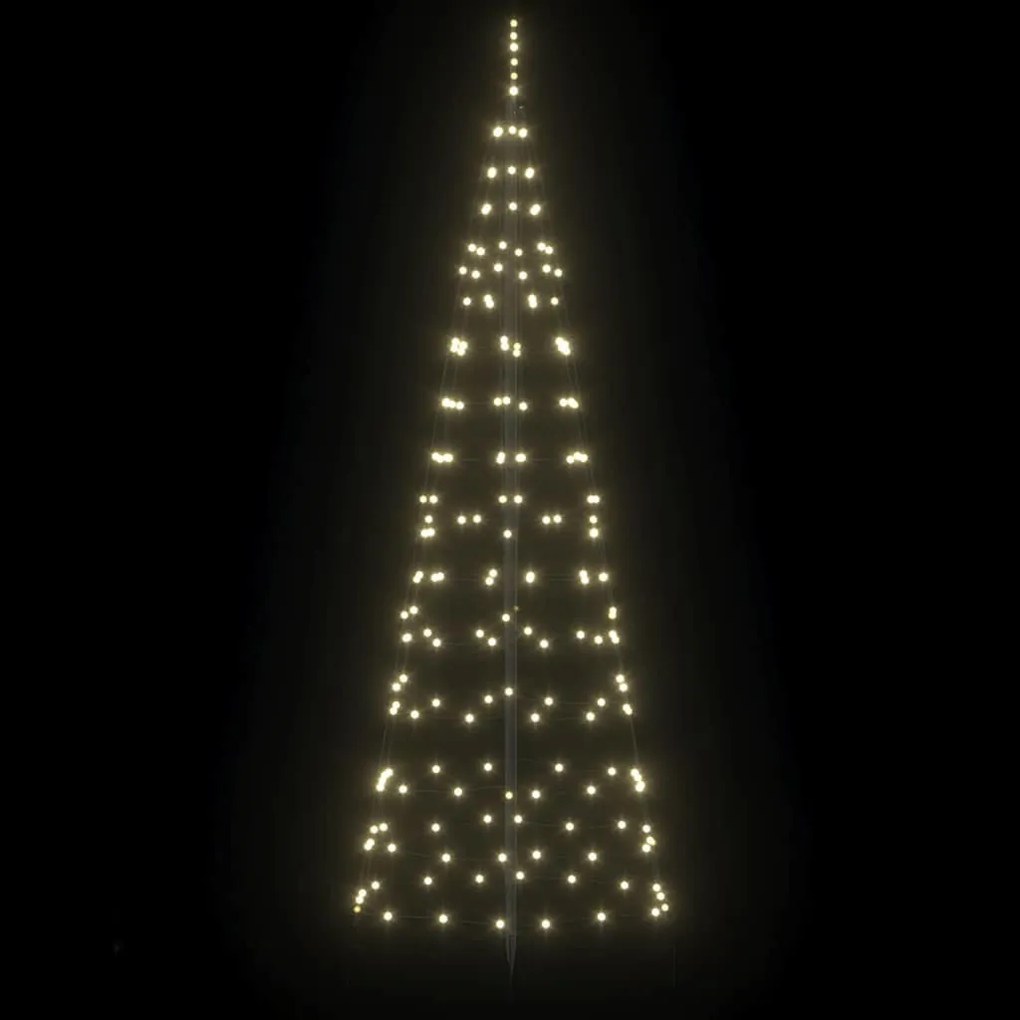 LED Karácsonyfák talajráccsal Meleg fehér 250 cm Vas