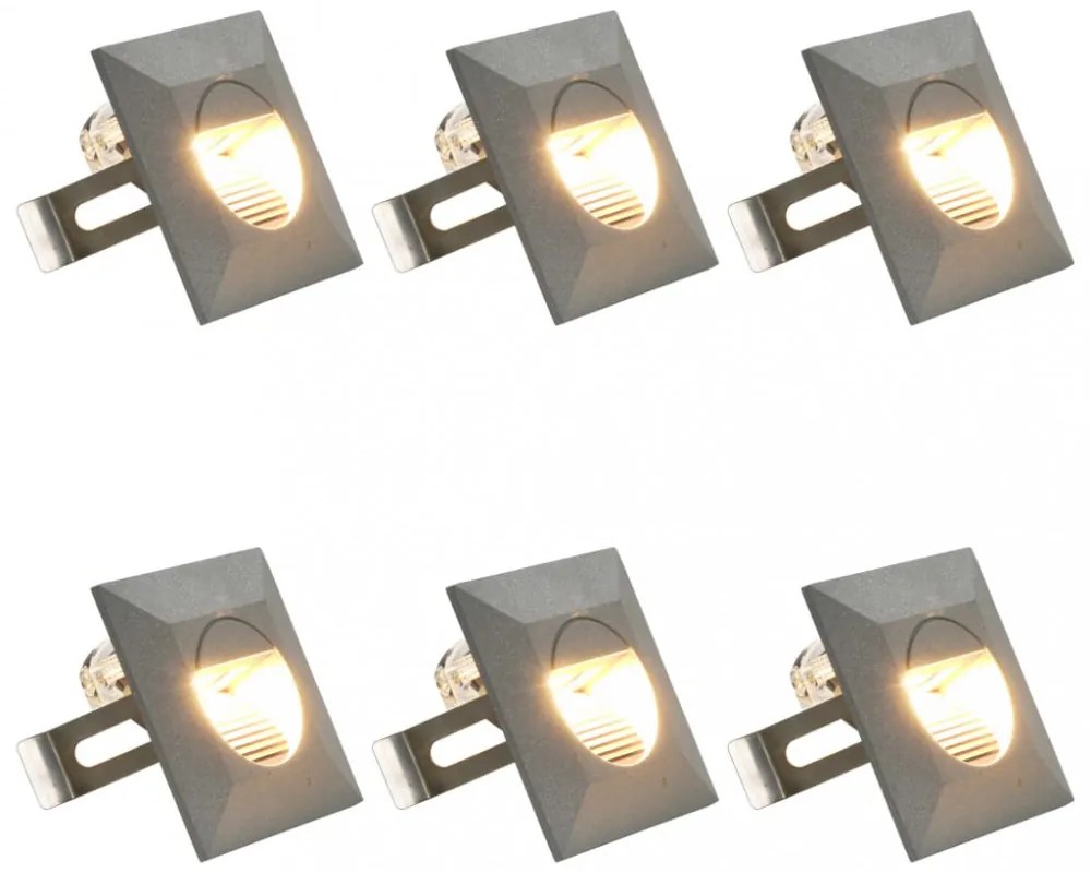 6 darab négyzet alakú ezüst kültéri LED falilámpa 5 W