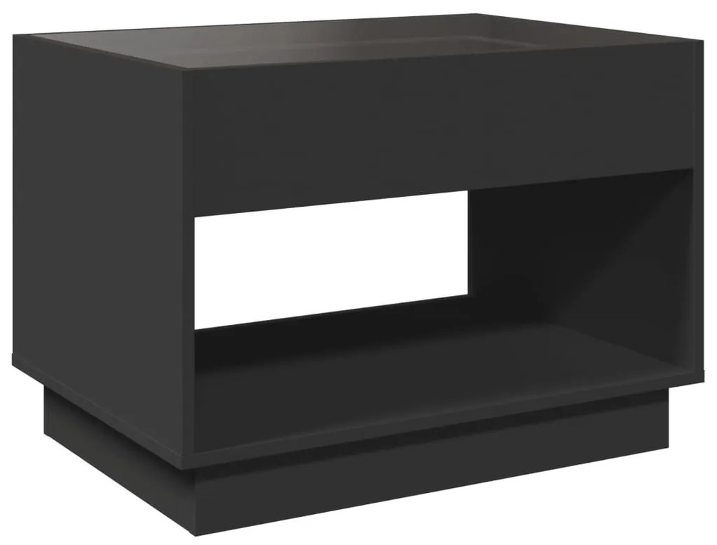 fekete végtelen hatású LED-es dohányzóasztal 70 x 50 x 50 cm
