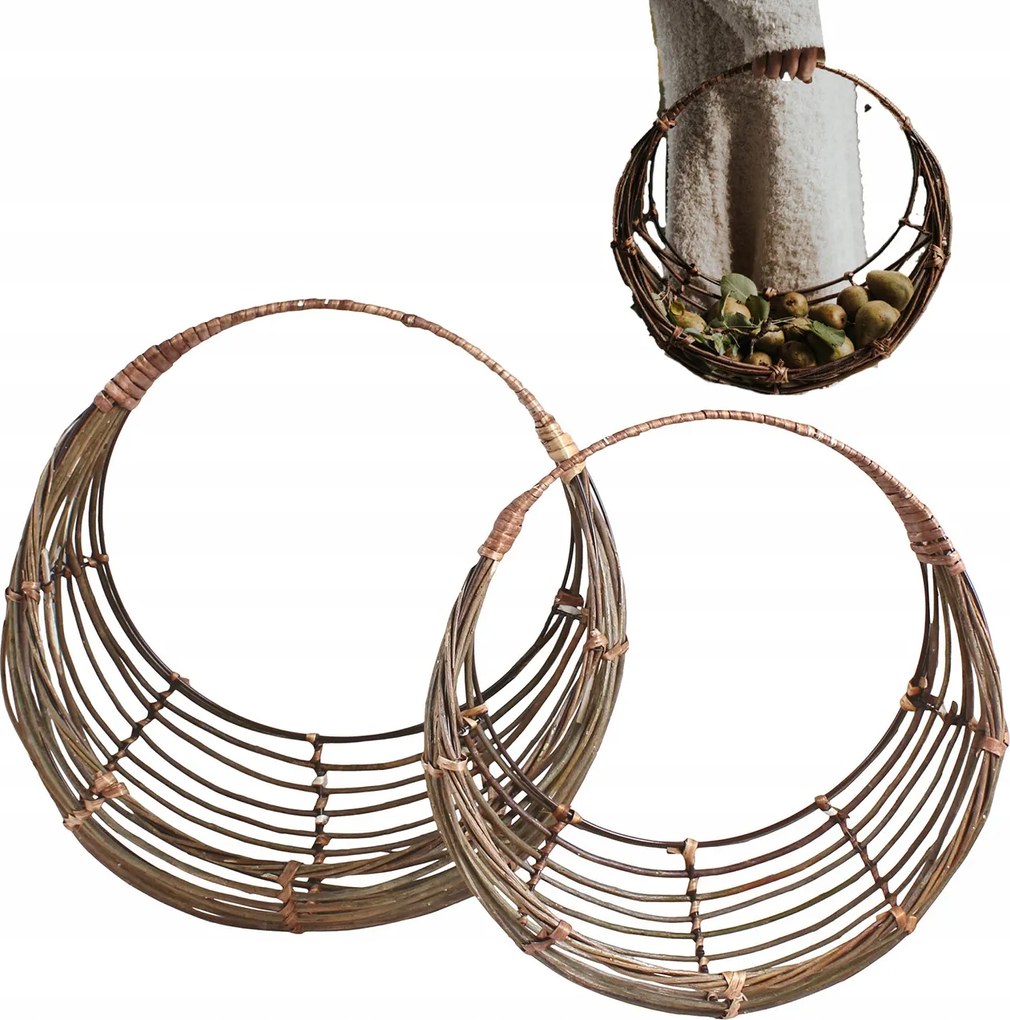 Fa Bevásárlókosár Zöldség Gyümölcs Mosás nagy boho natúr 2 db