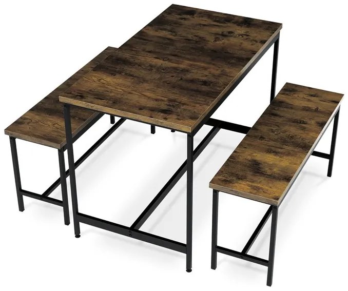 Étkezőszett 2 székkel, 110×60×75 cm, MDF Old Wood. OLW