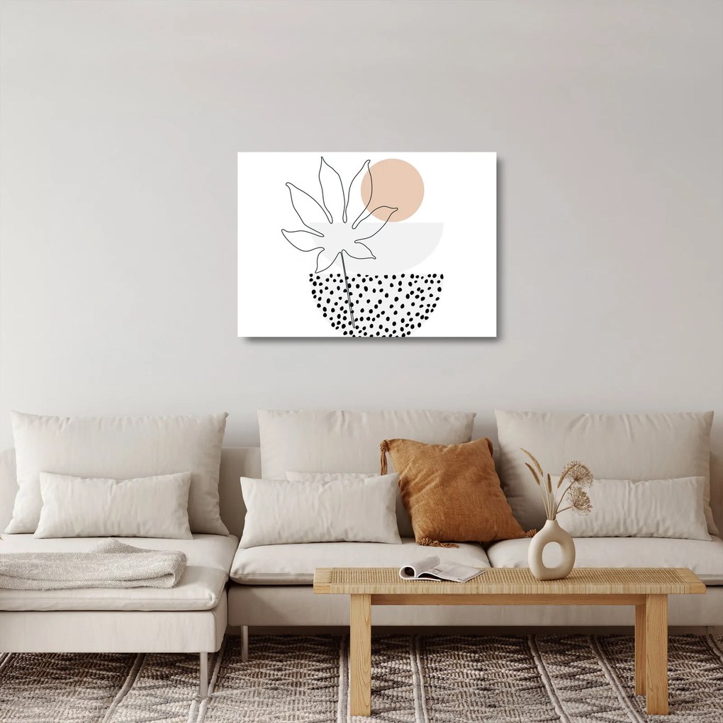 Üveg kép - Vonal művészet virágok N⁰3 (70x50 cm)