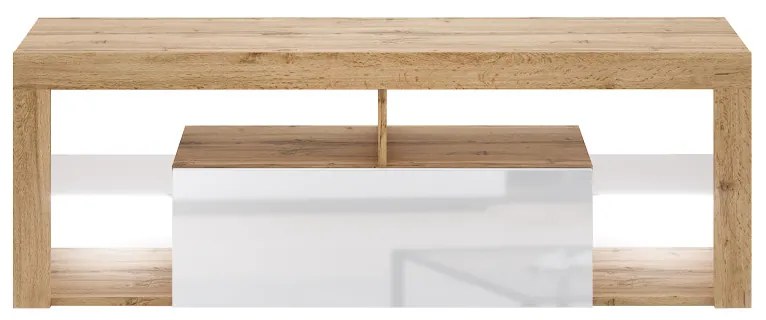 TV állvány wotan tölgy/fényes fehér színben. EVEREST 140 LE