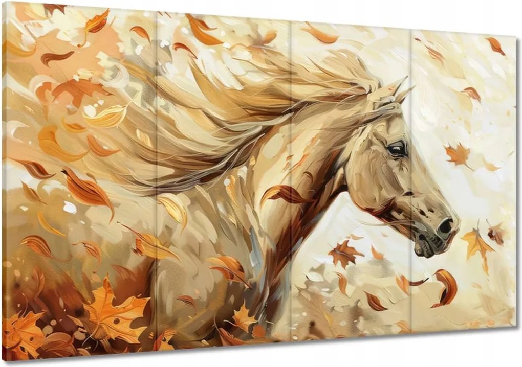 Vászonkép 120x80 Ló az őszi levelek között